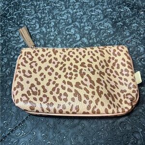 Ipsy Leopard Print Zip Pouch - Brown/Tan NWOT